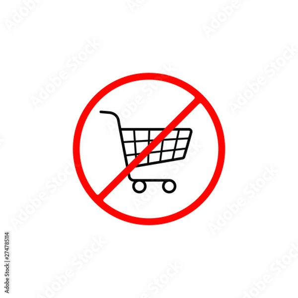Fototapeta No shopping cart icon. vector isolated illustration