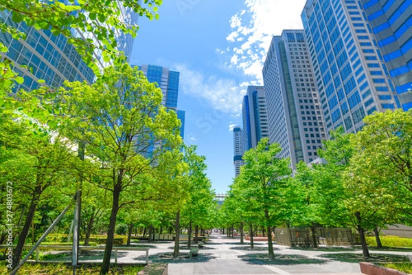 Obraz 爽やかな緑のビジネス街