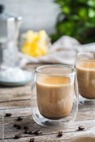 Obraz Keto, ketogenic bulletproof coffee with coconut oil and ghee butter