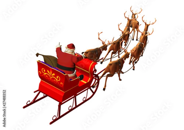 Obraz Weihnachtsgespann auf weissem Hintergrund