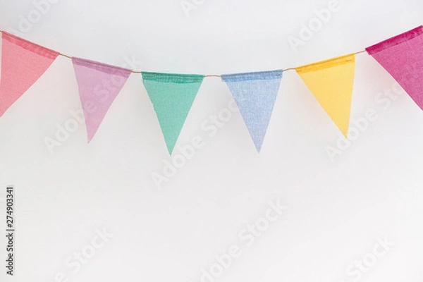 Obraz Colorful flag garland isolated on white background