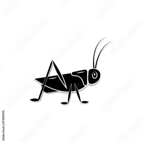 Obraz Grasshopper vector icon with shadow on white background