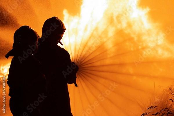 Obraz pompier face au feu