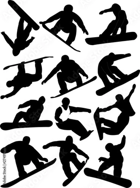 Obraz snowboarding collection - vector