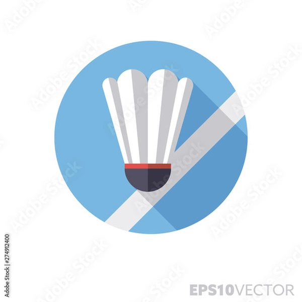 Fototapeta badminton shuttlecock flat design long shadow color vector icon