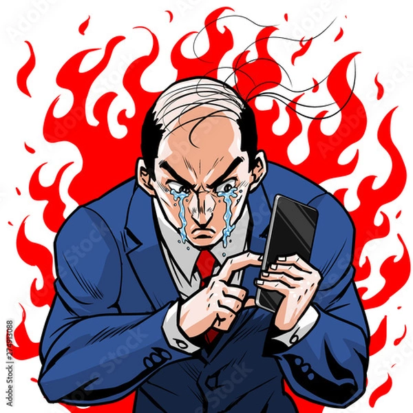 Fototapeta スマホ操作ビジネスマン