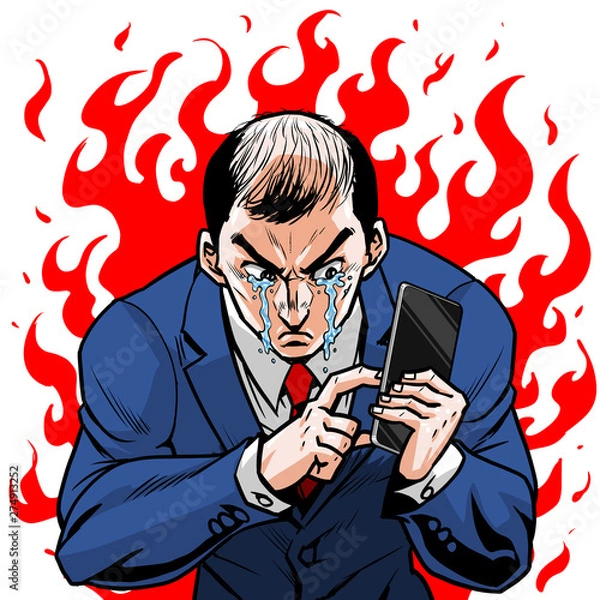 Fototapeta スマホ操作ビジネスマン