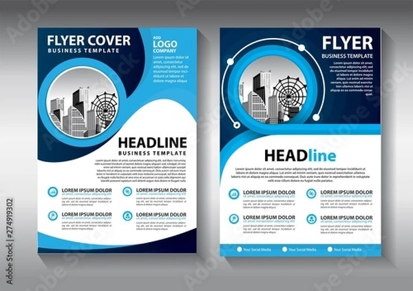 Fototapeta Brochure design, cover modern layout, annual report, poster, flyer in A4 with colorful triangles, geometric shapes for tech, science, market with light background