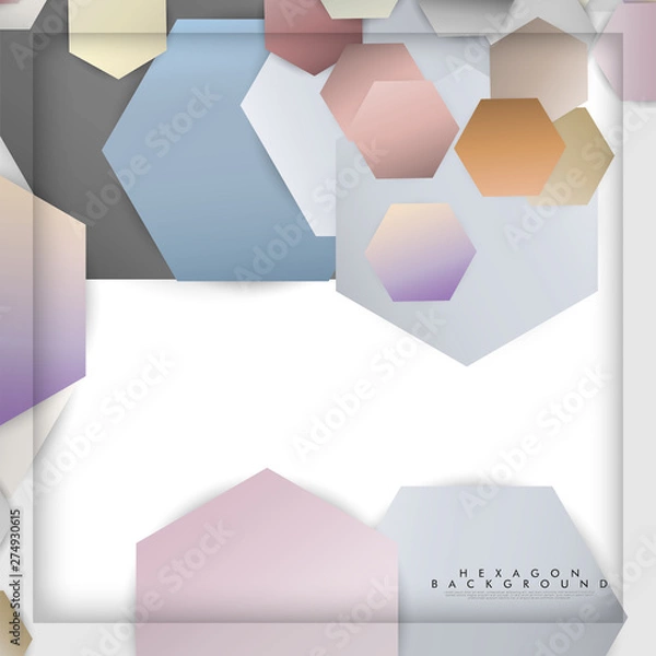 Fototapeta abstract vector hexagon background with color stone and brick gradient and shadow