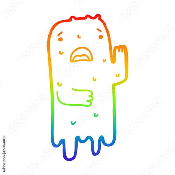 Fototapeta rainbow gradient line drawing cartoon ghost