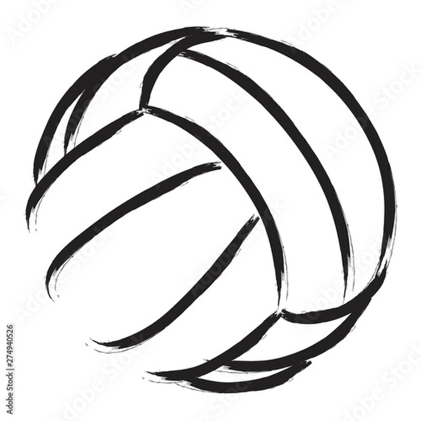Obraz Stylized illustration hand drawing of a volleyball with a halftone background. Sport vector