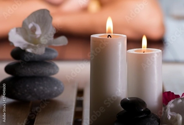 Obraz Young handsome man during spa procedure