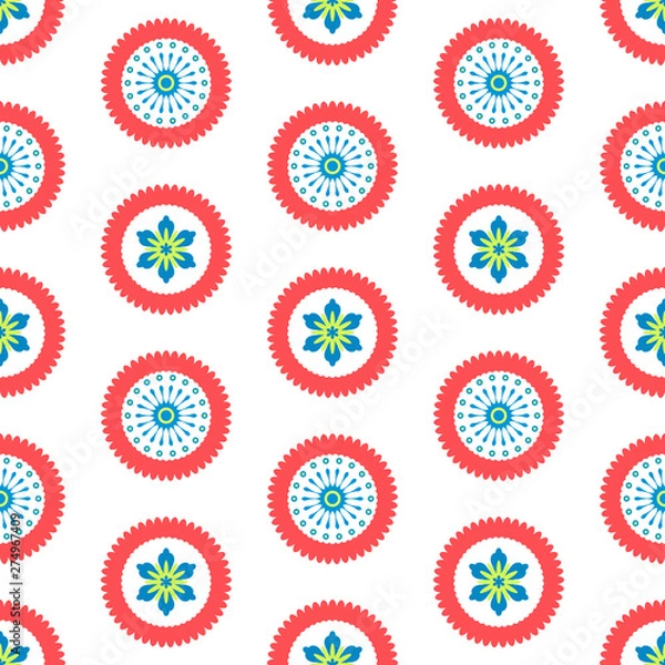 Fototapeta Japan floral seamless pattern. Simple drawn flowers for print, design, fabric