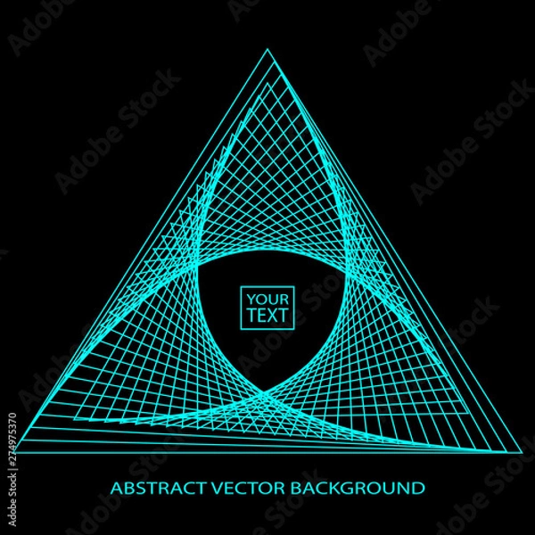 Obraz Abstract background with blue triangle on the label, triangular logo on a dark background eps10