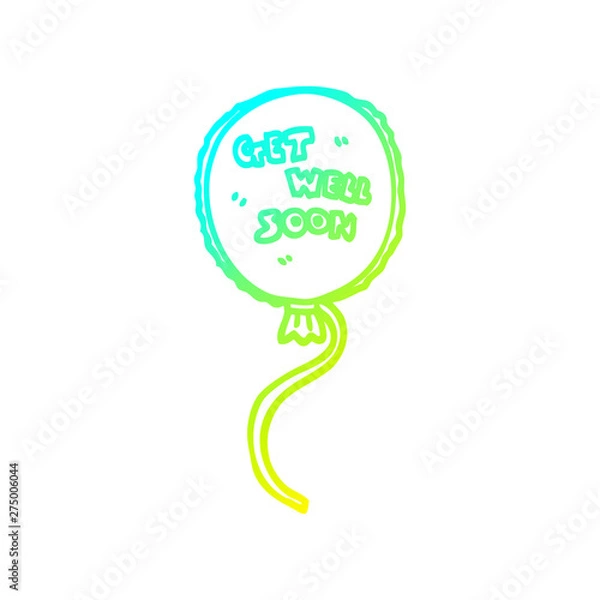 Fototapeta cold gradient line drawing cartoon get well soon balloon