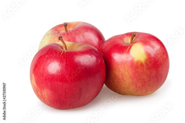 Fototapeta Three red apples isolated on the white