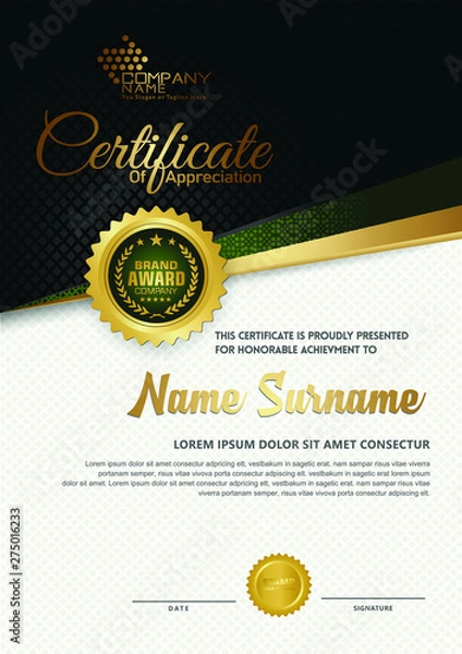 Fototapeta certificate template with luxury and modern pattern,diploma,Vector illustration