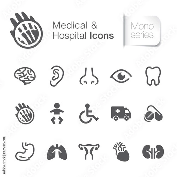 Fototapeta Medical & hospital related icons 