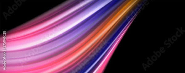 Fototapeta Modern rainbow liquid color flow colorful poster. Wave Liquid shape in black color background. Abstract composition