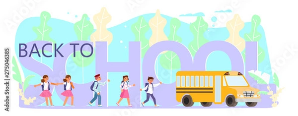 Obraz School children go to the schoolbus