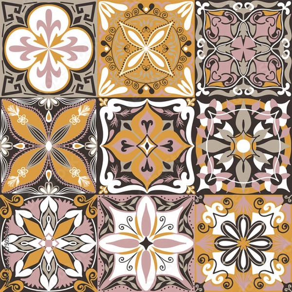 Obraz Vector Portuguese Azulejo Tiles Seamless Pattern Background.