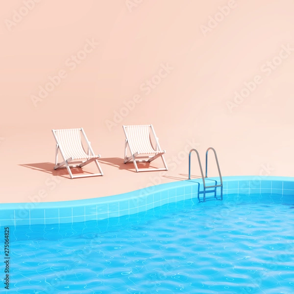 Obraz Basen z leżakami