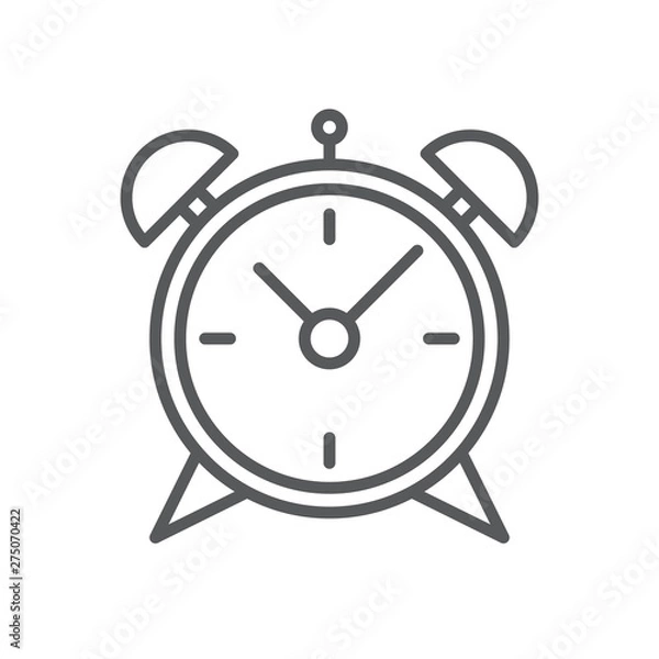 Fototapeta Alarm clock line icon. Minimalist icon isolated on white background. Clock simple silhouette.