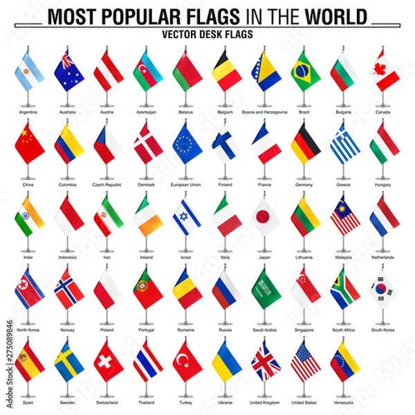 Obraz Collection of desk flags, most popular world flags
