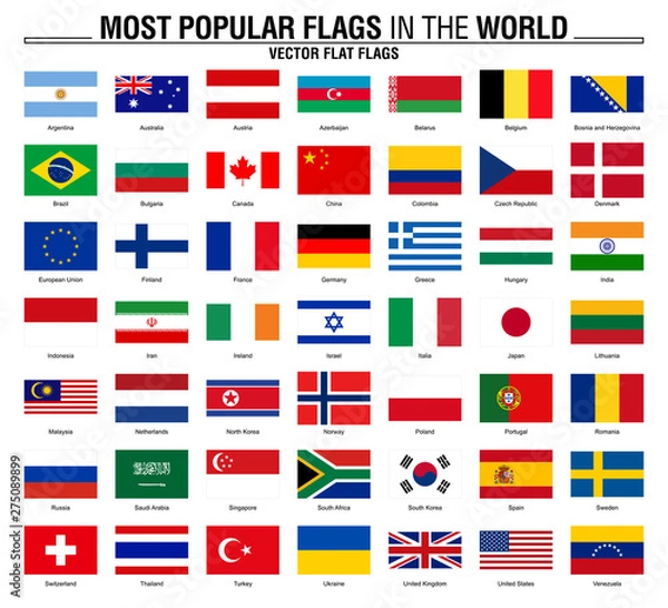 Obraz Collection of flags, most popular world flags