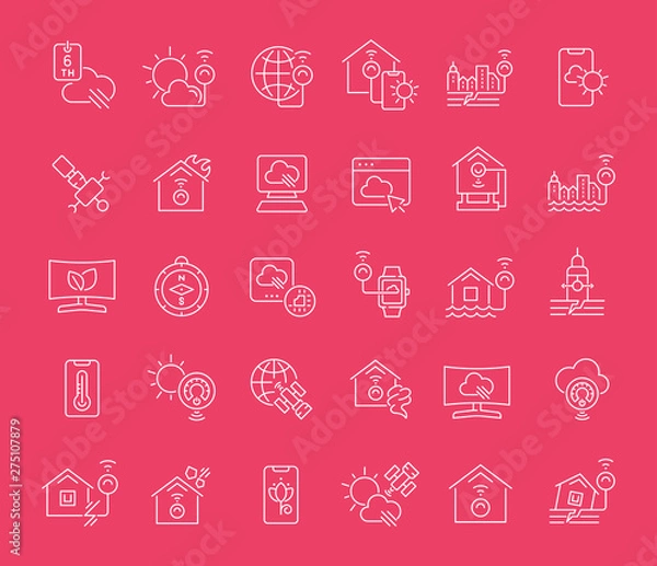 Fototapeta Set Vector Line Icons of Natural Technology
