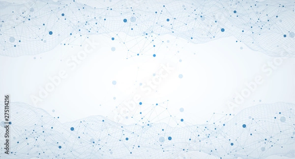 Fototapeta Template for science and technology presentation. Plexus style background.