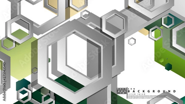Obraz Abstract geometric background with hexagons, foliage color composition. Vector illustration