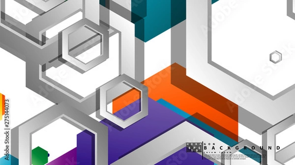 Fototapeta Abstract geometric background with hexagon, brights color compositions. Vector illustration