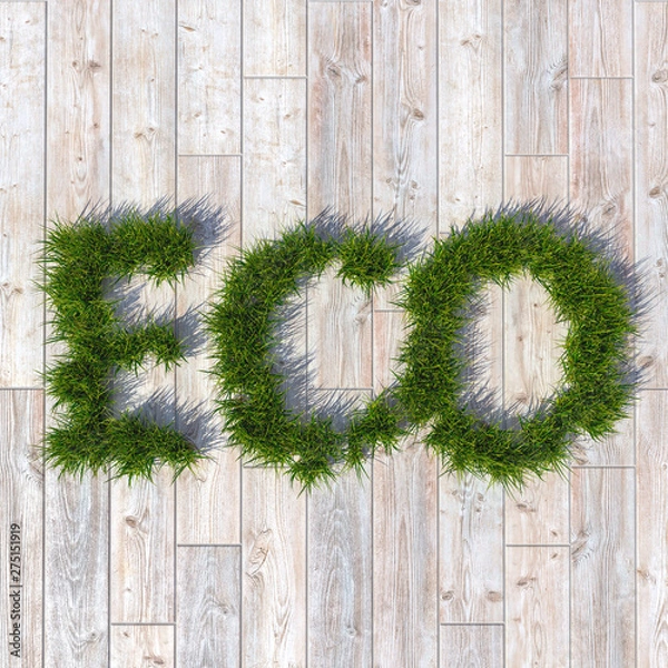 Fototapeta 3d illustration grass eco wood