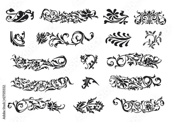 Obraz set di decorazioni floreali classiche