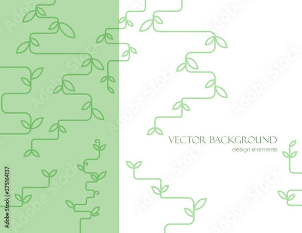 Fototapeta Abstract branches. Vector background with green branches and leaves. Flat picture. Geometric branches.