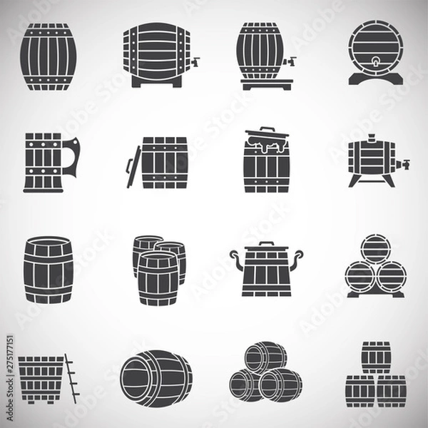 Obraz Barrel icons set on background for graphic and web design. Simple illustration. Internet concept symbol for website button or mobile app.