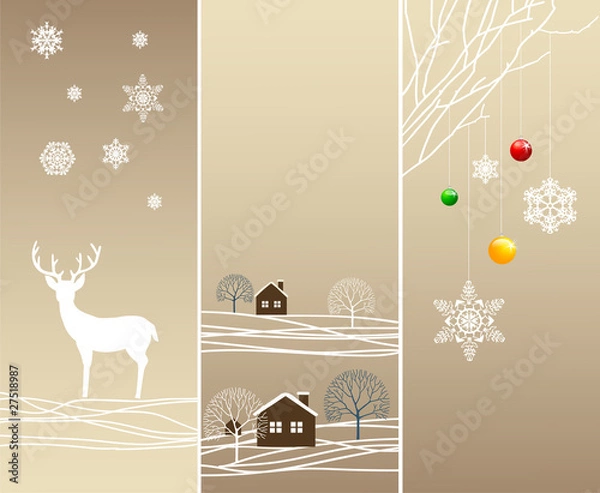 Fototapeta Tree vertical winter banners