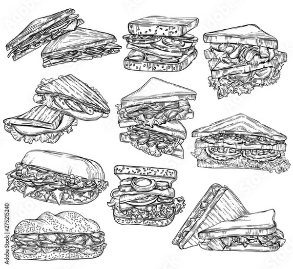Obraz set of hand drawn doodles sandwich