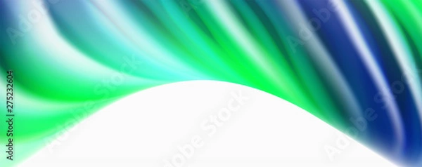 Fototapeta Glossy colorful liquid waves abstract background,, modern techno lines