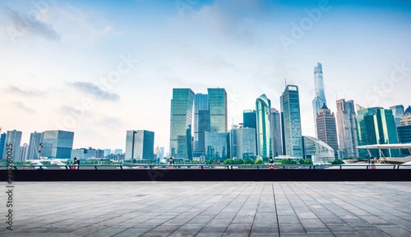 Fototapeta modern city,shanghai skyline in daytime