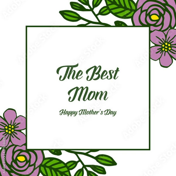 Obraz Vector illustration banner best mom for various elegant purple flower frames