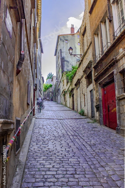 Fototapeta rue pavée montante