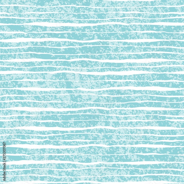 Fototapeta Vector aqua ocean waves seamless pattern. Textured water stripes tile. Wavy aqua all over print for nautical textile, maritime home decor. Coastal background.