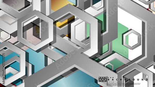 Fototapeta Abstract geometric background with hexagon jewels color compositions. Vector illustration