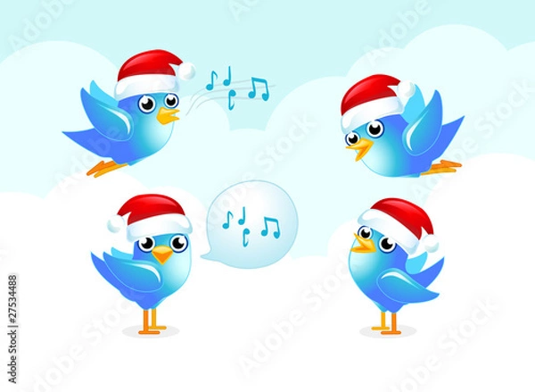 Obraz xmas birds set