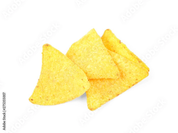 Fototapeta Tasty Mexican nachos chips on white background