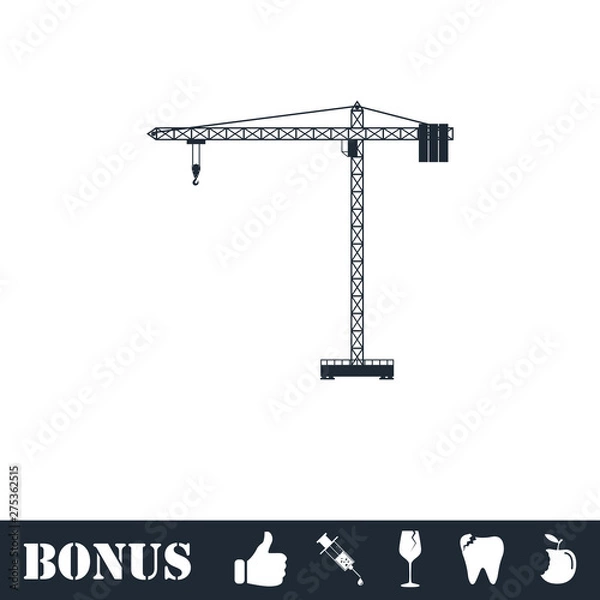 Fototapeta Building crane icon flat