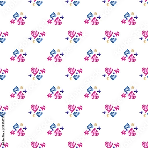 Obraz Cute hearts elements seamless pattern. 14 february. wallpaper.