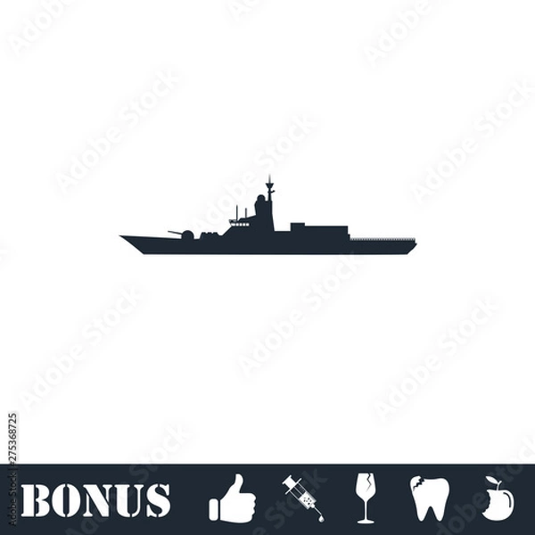 Fototapeta Warship icon flat